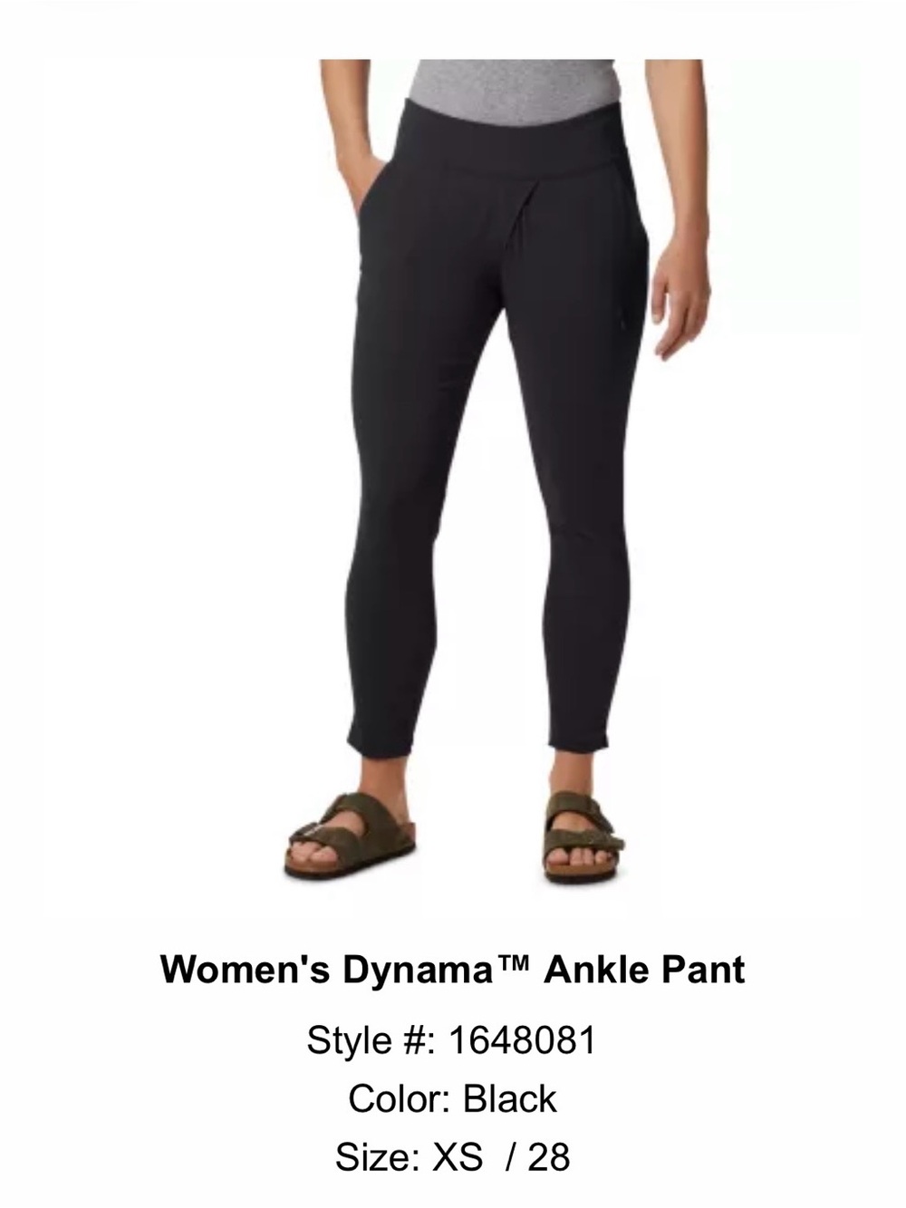 Mountain Hardwear Women's XS Dynama Ankle Pant - Black
